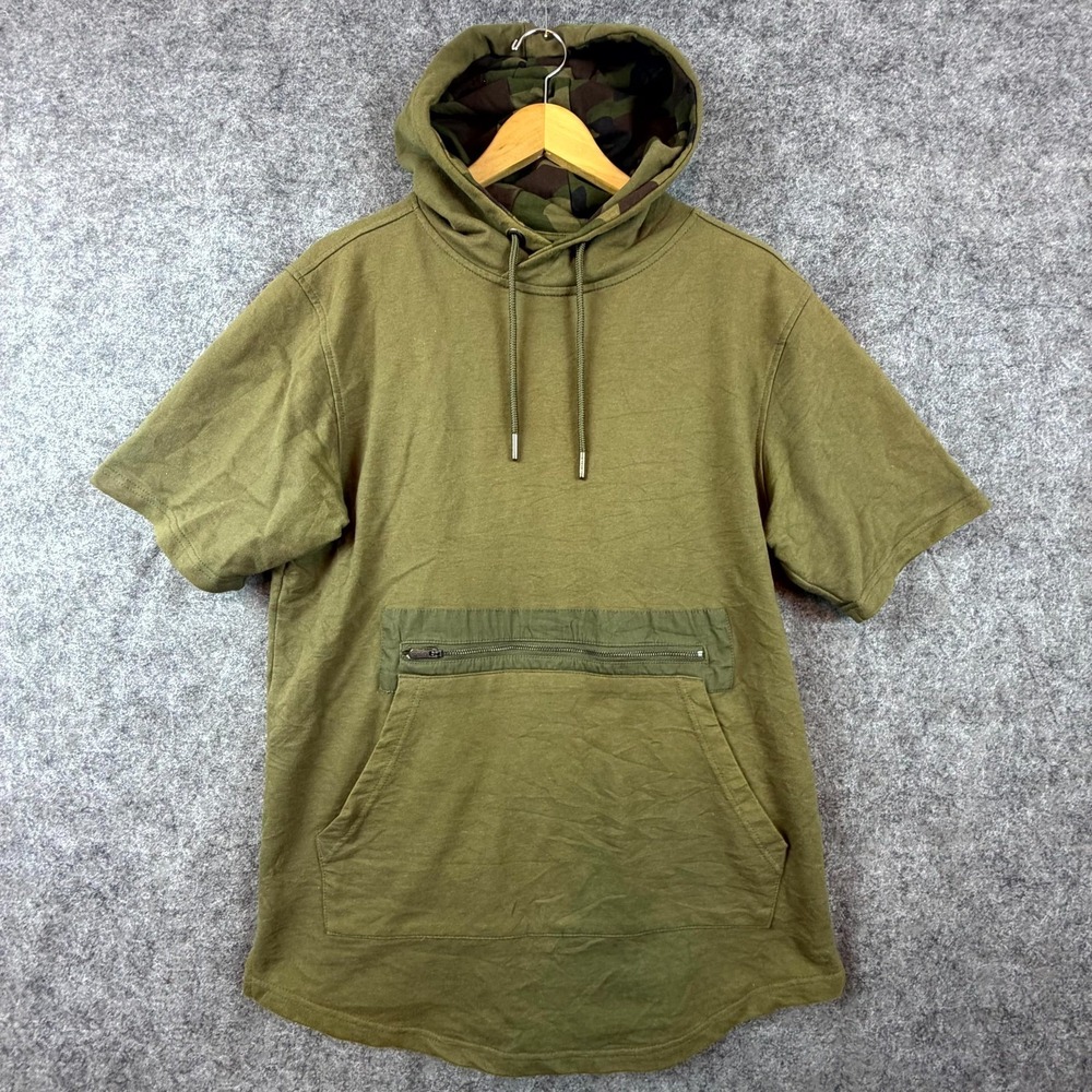 CSG Hoodie Mens Large Olive Green Cotton Short Sleeve Outdoor‎ Kangaroo Pockets